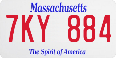 MA license plate 7KY884