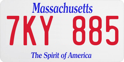 MA license plate 7KY885