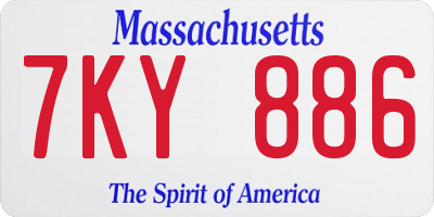 MA license plate 7KY886