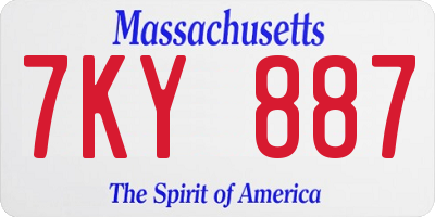 MA license plate 7KY887