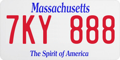 MA license plate 7KY888
