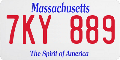 MA license plate 7KY889
