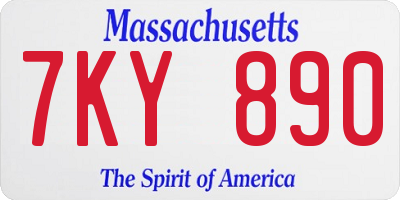 MA license plate 7KY890