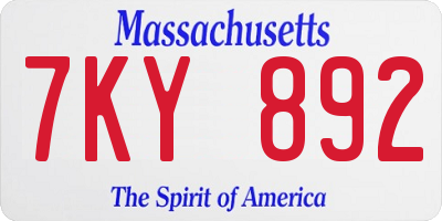 MA license plate 7KY892