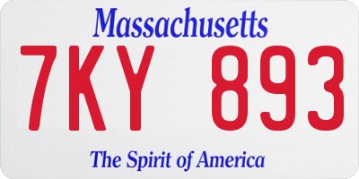 MA license plate 7KY893