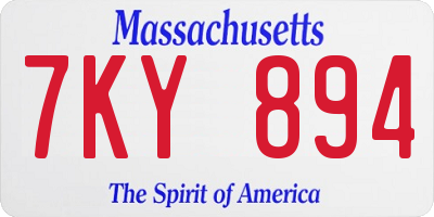MA license plate 7KY894