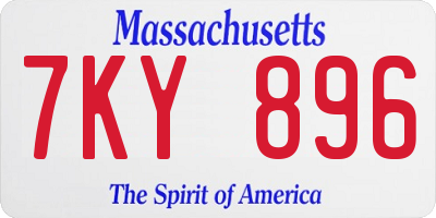 MA license plate 7KY896
