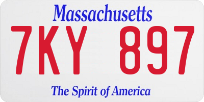 MA license plate 7KY897