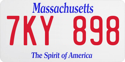MA license plate 7KY898