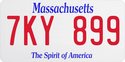 MA license plate 7KY899