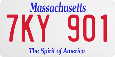 MA license plate 7KY901
