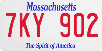 MA license plate 7KY902