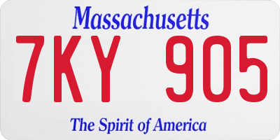 MA license plate 7KY905