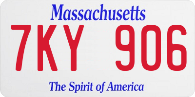 MA license plate 7KY906