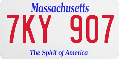 MA license plate 7KY907