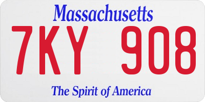 MA license plate 7KY908