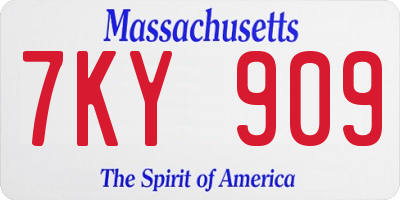 MA license plate 7KY909
