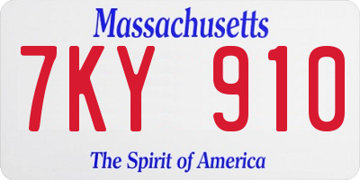 MA license plate 7KY910