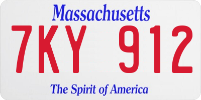 MA license plate 7KY912