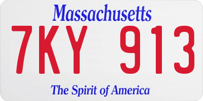 MA license plate 7KY913