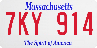 MA license plate 7KY914