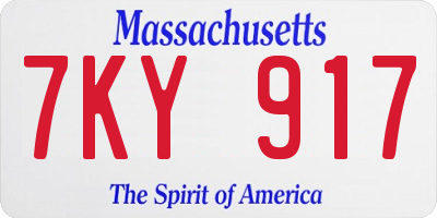 MA license plate 7KY917
