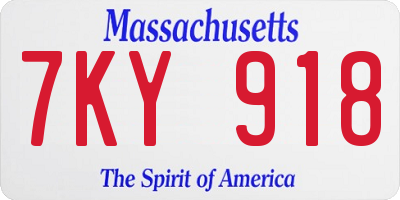 MA license plate 7KY918