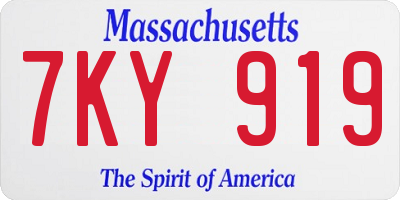 MA license plate 7KY919