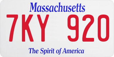MA license plate 7KY920
