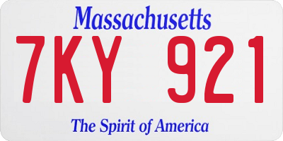 MA license plate 7KY921