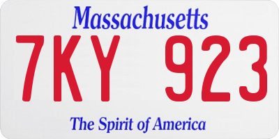 MA license plate 7KY923