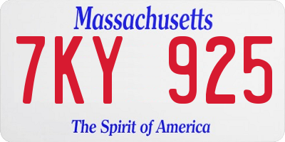 MA license plate 7KY925