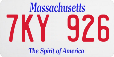 MA license plate 7KY926
