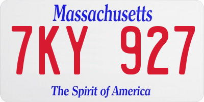 MA license plate 7KY927