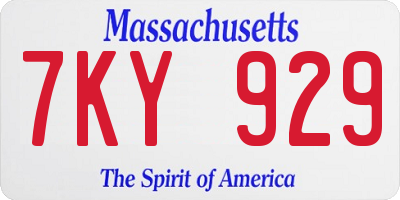 MA license plate 7KY929