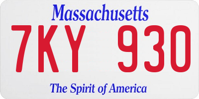 MA license plate 7KY930
