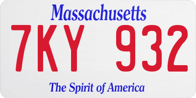 MA license plate 7KY932