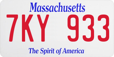 MA license plate 7KY933