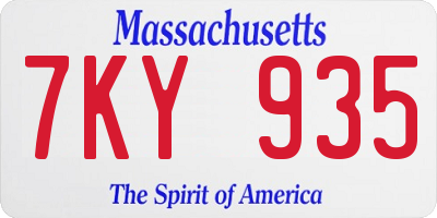 MA license plate 7KY935