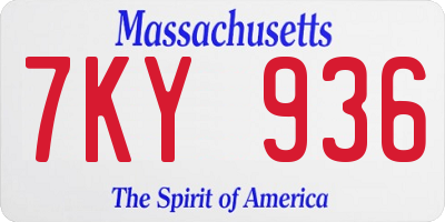 MA license plate 7KY936