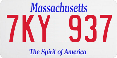 MA license plate 7KY937