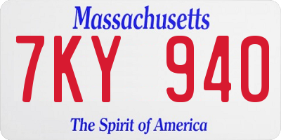 MA license plate 7KY940