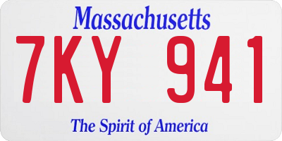 MA license plate 7KY941