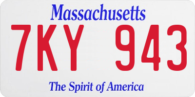 MA license plate 7KY943