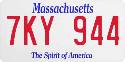 MA license plate 7KY944