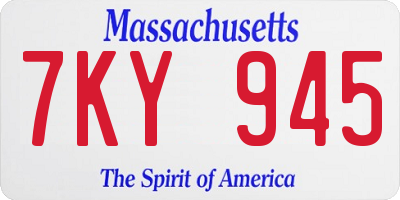 MA license plate 7KY945