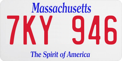 MA license plate 7KY946