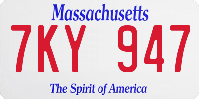 MA license plate 7KY947