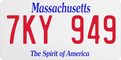 MA license plate 7KY949