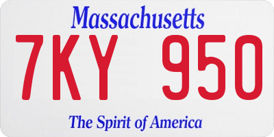 MA license plate 7KY950